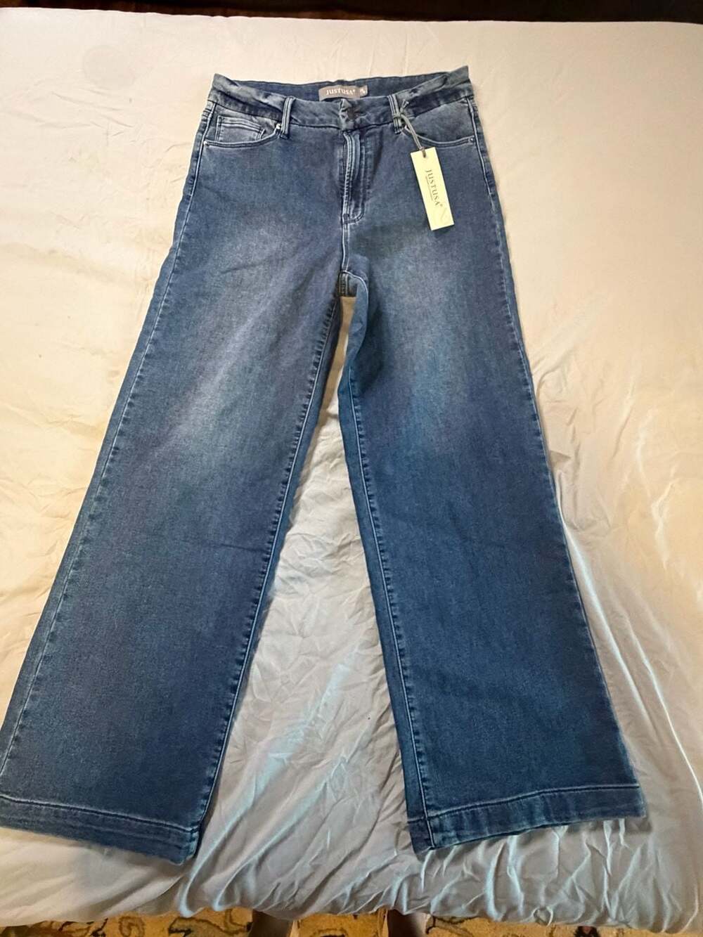 JUSTUSA AB837 Dark Denim Knit Wide Leg Jeans Size 29/8 NWT